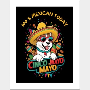 American Akita Dog Cinco de Mayo Posters and Art